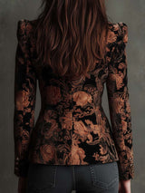 Bertille | Blazer Sastre Estampado Floral Negro y Bronce