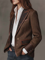 Gisèle | Blazer con Paneles Estampado Chevron