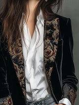 Léontine | Blazer Ajustado Estampado Barroco Negro