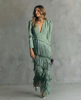 Chiara — Vestido con Mangas de Flecos