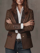 Gisèle | Blazer con Paneles Estampado Chevron
