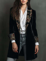 Léontine | Blazer Ajustado Estampado Barroco Negro