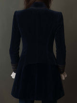 Athénaïs | Chaqueta Larga Bordada Vintage Azul Marino
