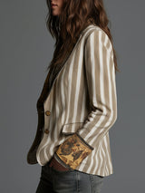 Suzanne | Blazer Boho Rayas con Cuello Estampado