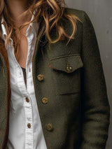 Honorine | Blazer Vintage Chevron con Ribetes en Contraste