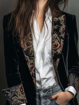 Léontine | Blazer Ajustado Estampado Barroco Negro