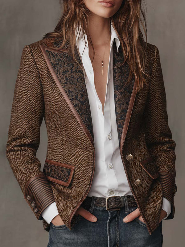 Gisèle | Blazer con Paneles Estampado Chevron