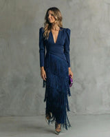 Chiara — Vestido con Mangas de Flecos