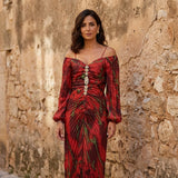 Gregoria — Vestido Largo Floral con Escote Profundo