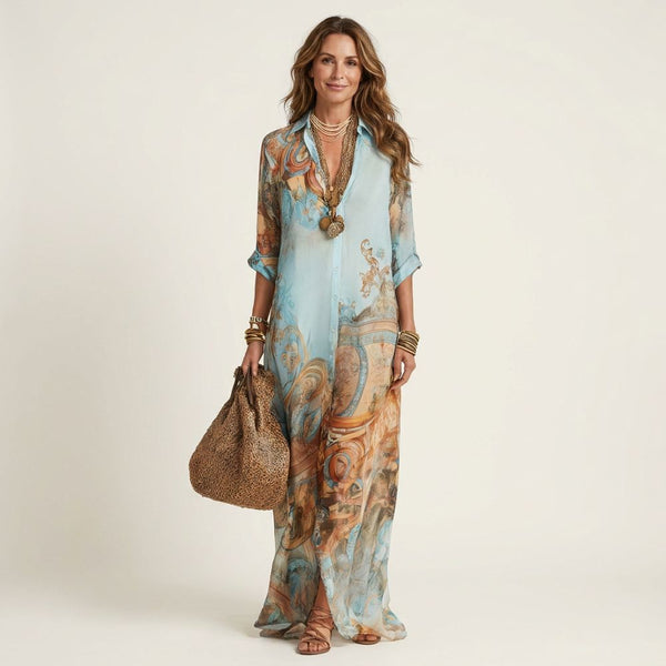 Lanie — Vestido Camisero Maxi de Seda