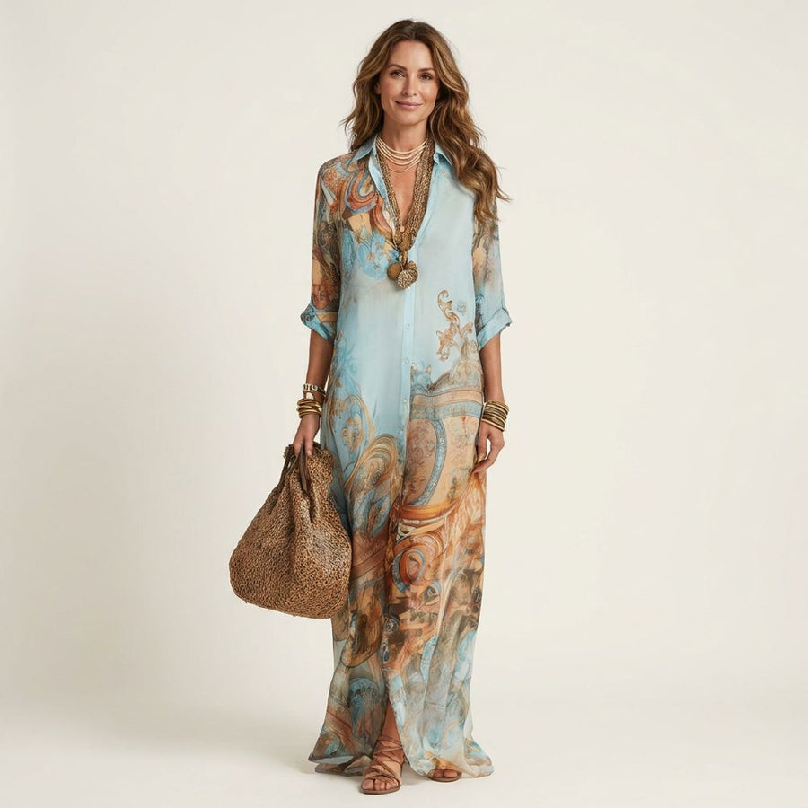 Lanie — Vestido Camisero Maxi de Seda