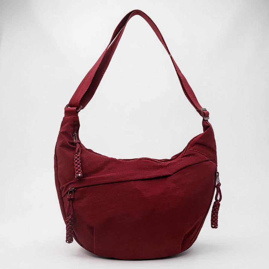 Rosa, bolso de hombro burdeos de nylon