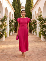 Seraphina — Vestido Maxi Plisado con Cintura Anudada