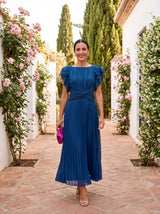 Seraphina — Vestido Maxi Plisado con Cintura Anudada