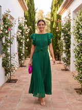 Seraphina — Vestido Maxi Plisado con Cintura Anudada