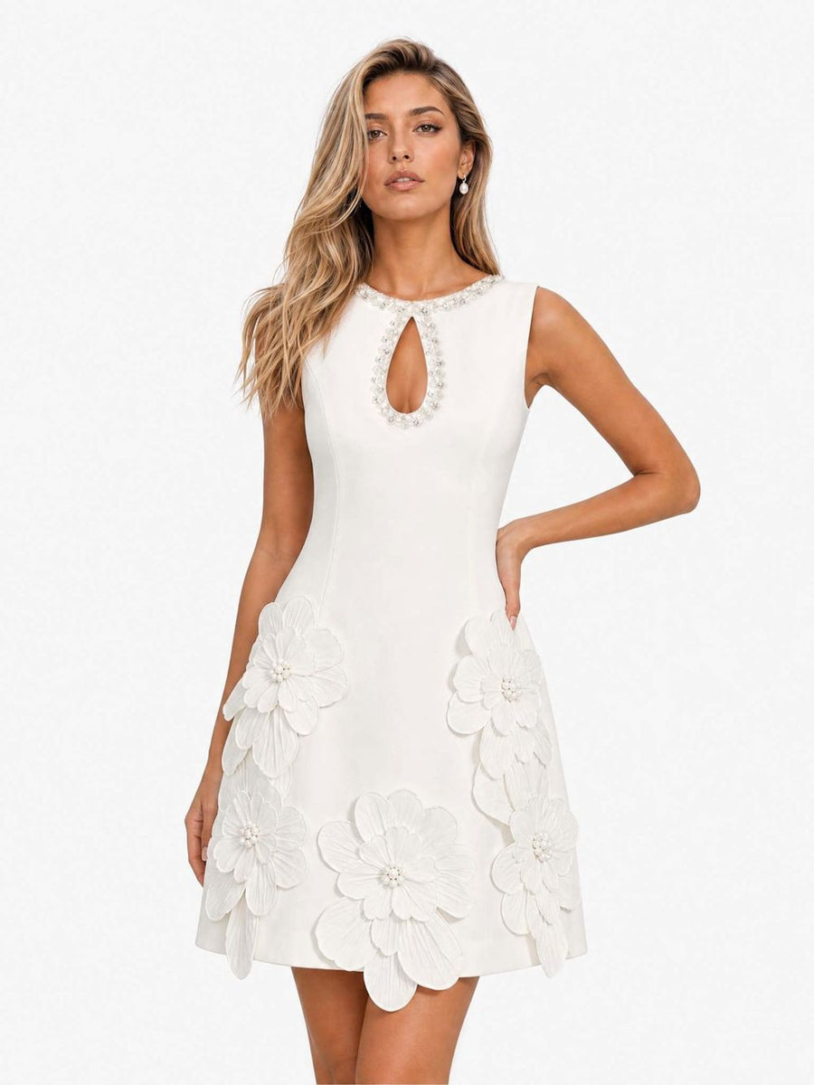 Vestido Mini Elegante sin Mangas con Recorte